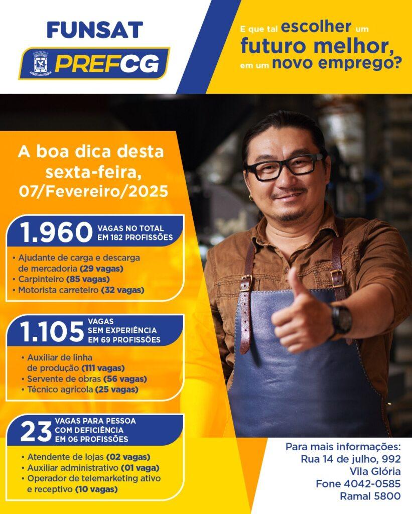 Funsat oferece 1.960 vagas nesta sexta-feira.